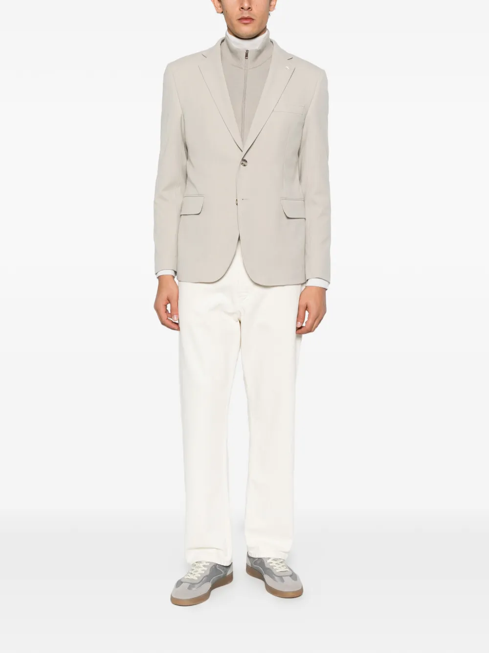 Manuel Ritz stretch flannel-bib blazer Beige