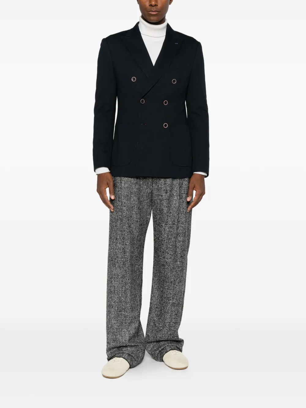 Manuel Ritz Piqué blazer met dubbele rij knopen Blauw