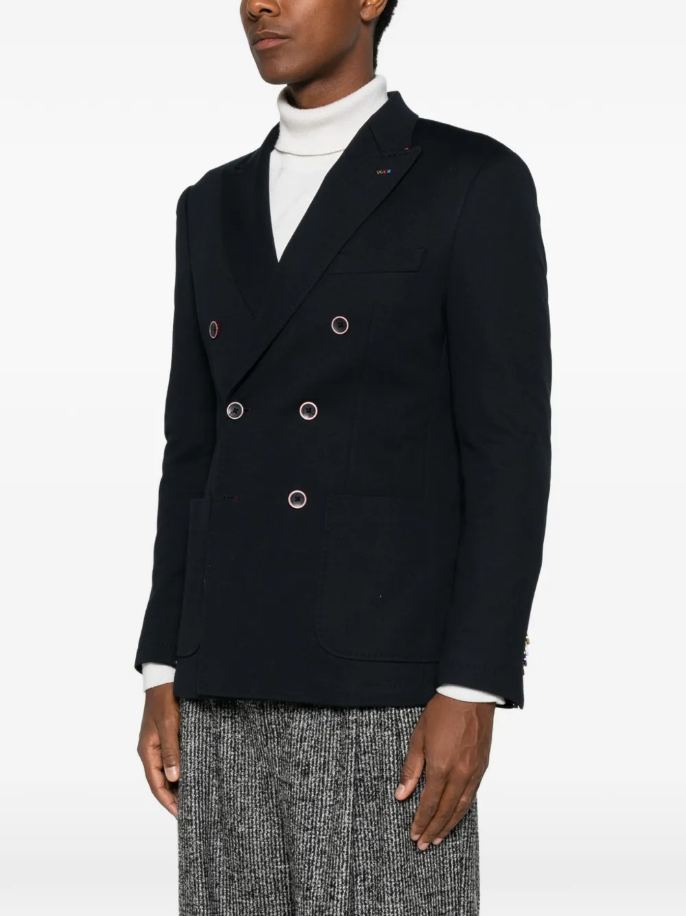 Manuel Ritz Piqué blazer met dubbele rij knopen Blauw