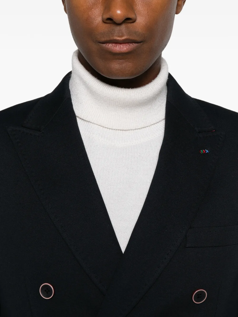 Manuel Ritz Piqué blazer met dubbele rij knopen Blauw
