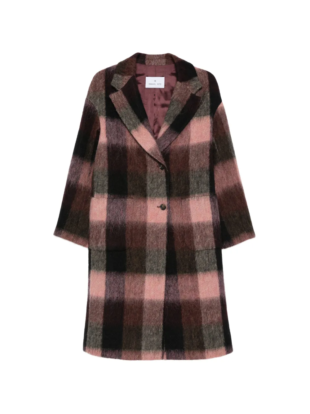 Manuel Ritz check-pattern buttoned coat | rose | Image 1