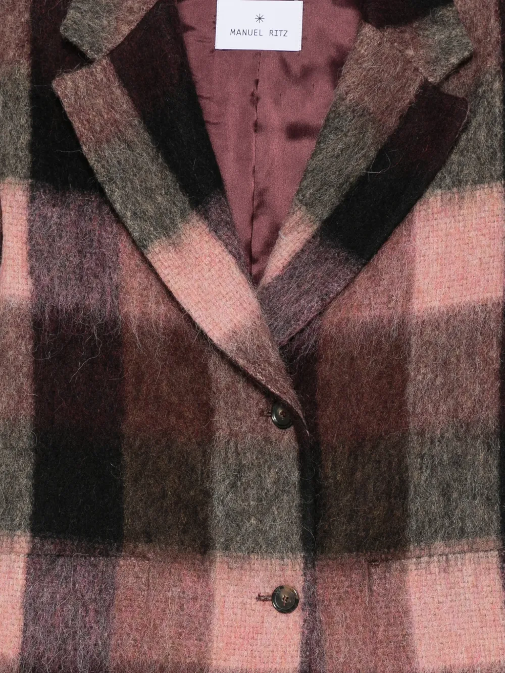 Manuel Ritz check-pattern buttoned coat Roze