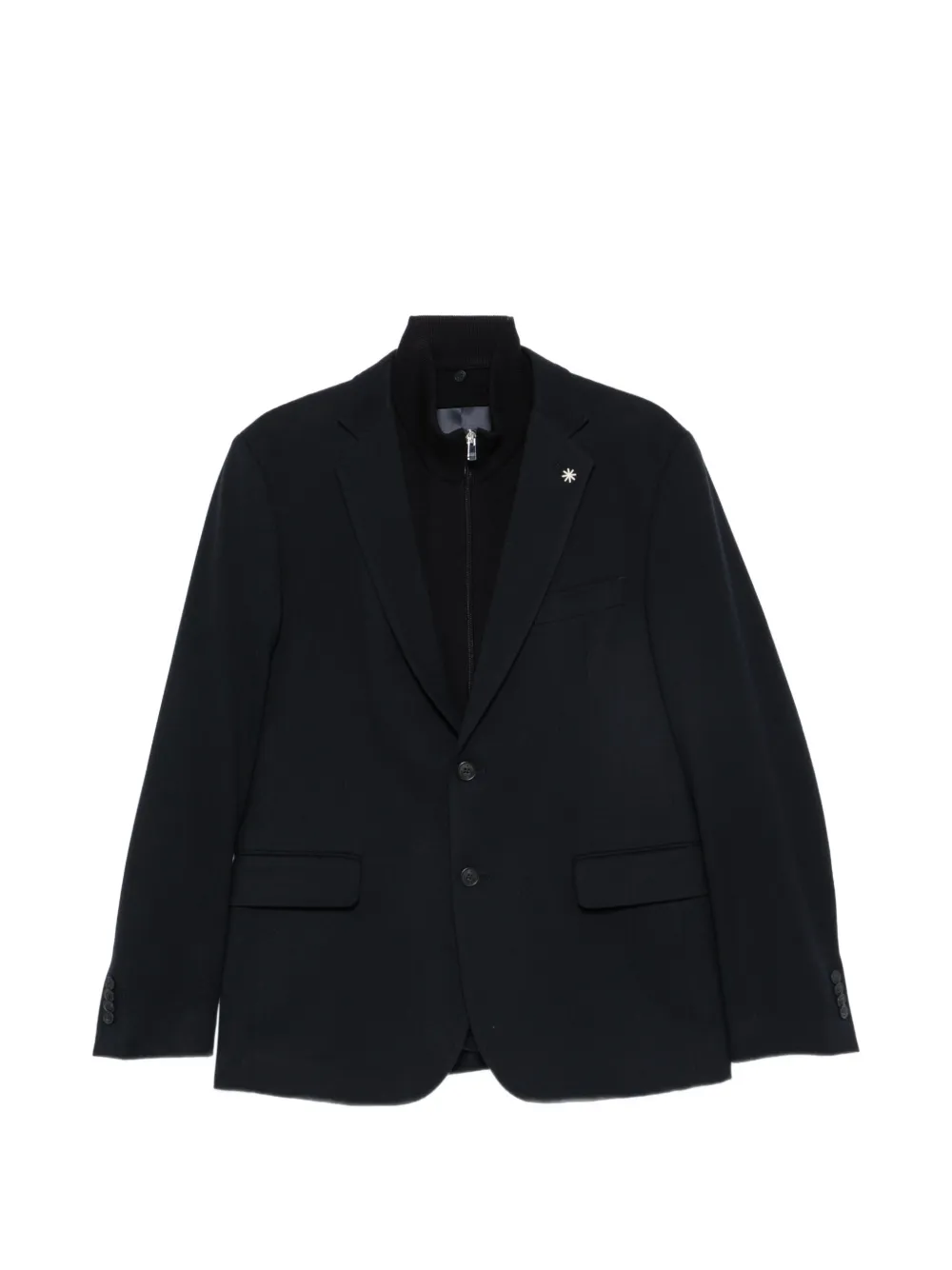 Manuel Ritz Blazer elasticizzato con pettorina in flanella - Blu