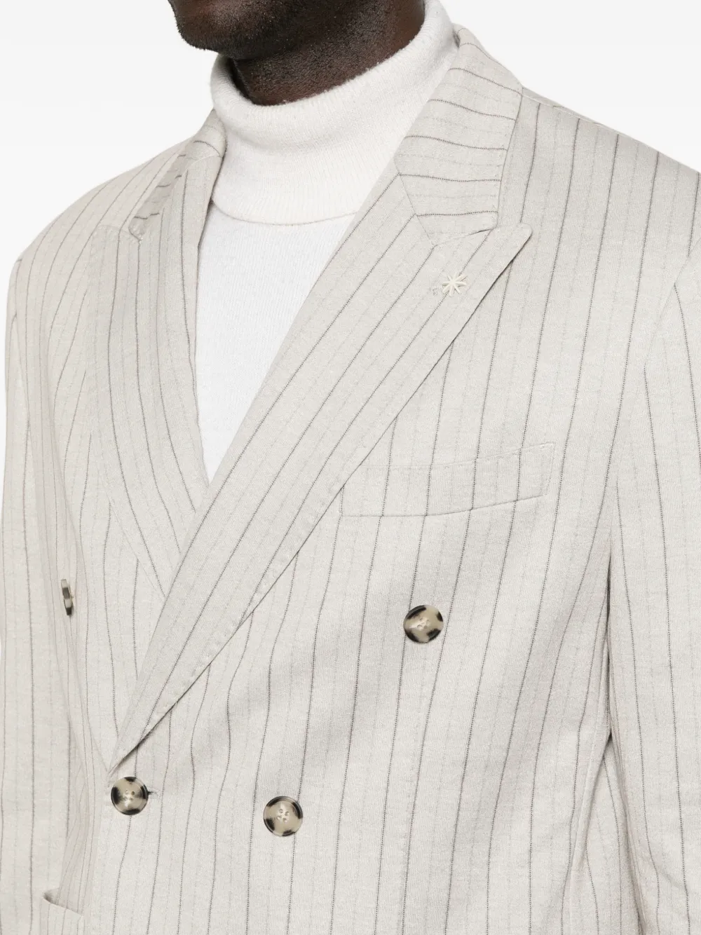 Manuel Ritz Blazer met dubbele rij knopen en regimentsstrepen Beige