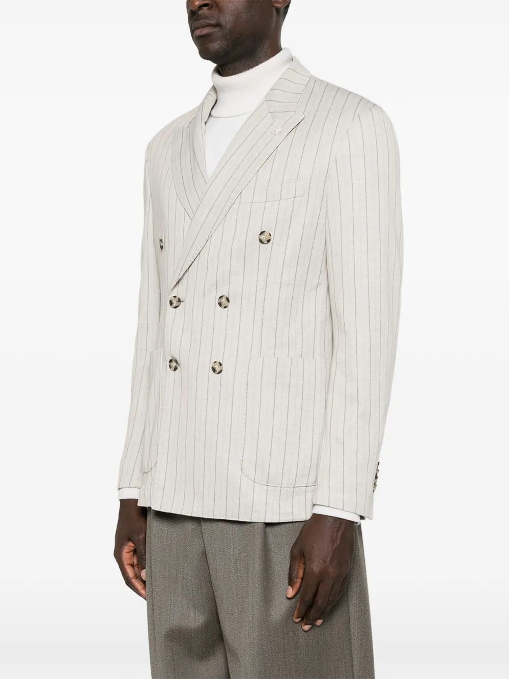 Manuel Ritz Blazer met dubbele rij knopen en regimentsstrepen Beige