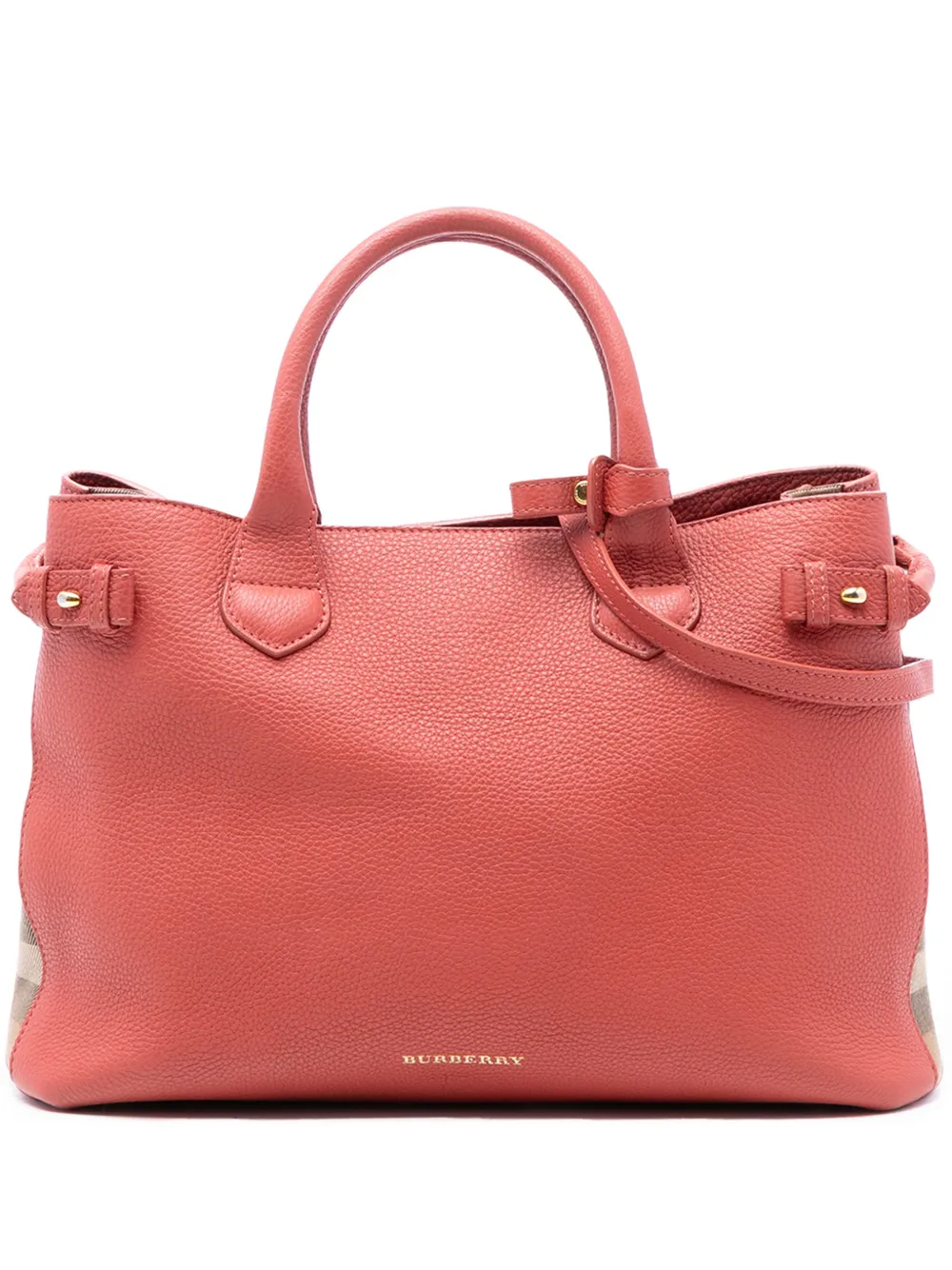 Burberry Pre-Owned 2000-2017 Medium Leather and House Check Canvas Banner satchel - Rosa