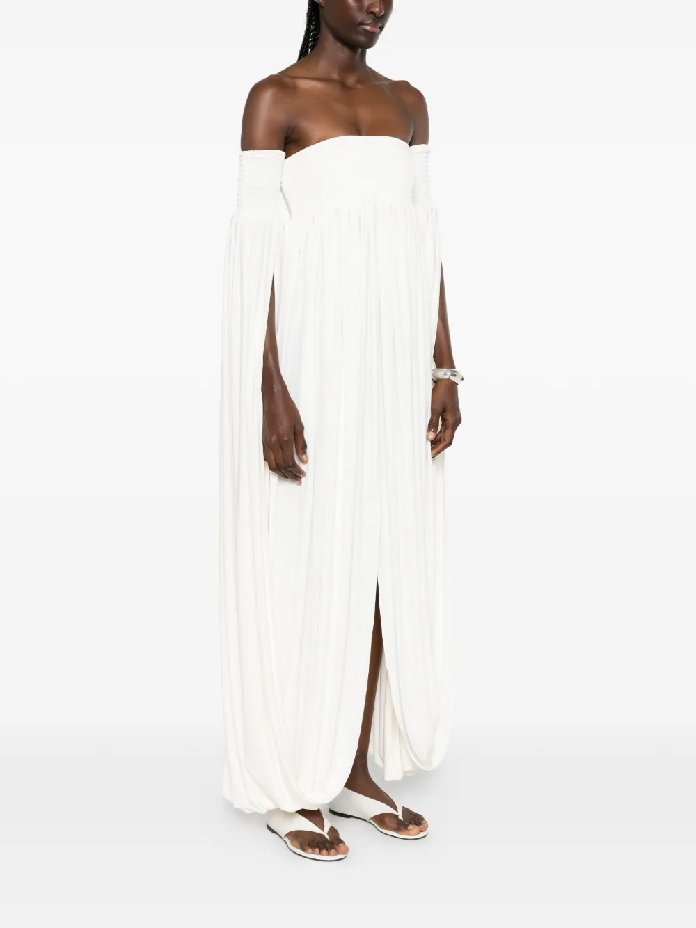 Coperni All In One off-shoulder maxi-jurk Wit