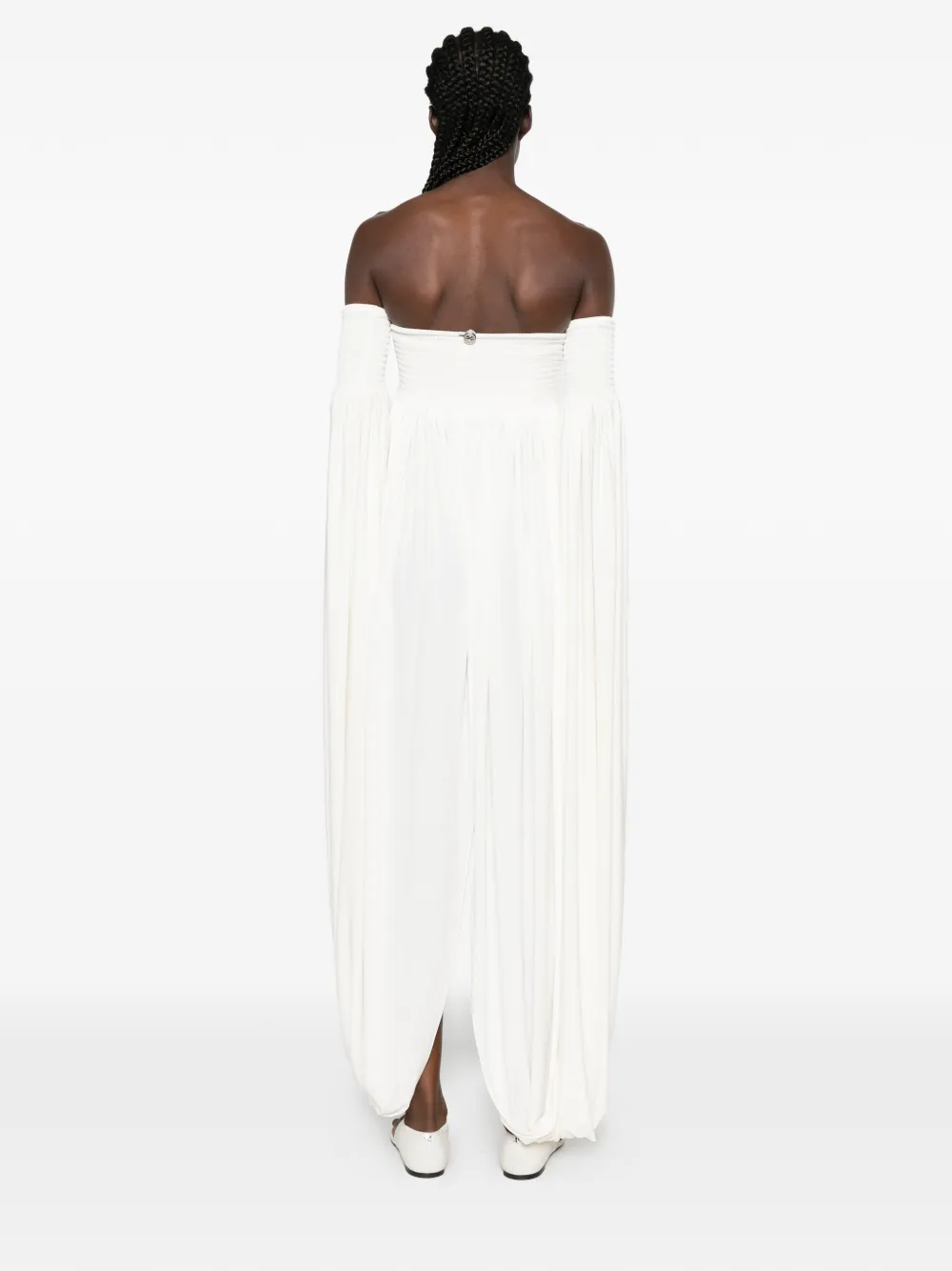 Coperni All In One off-shoulder maxi-jurk Wit