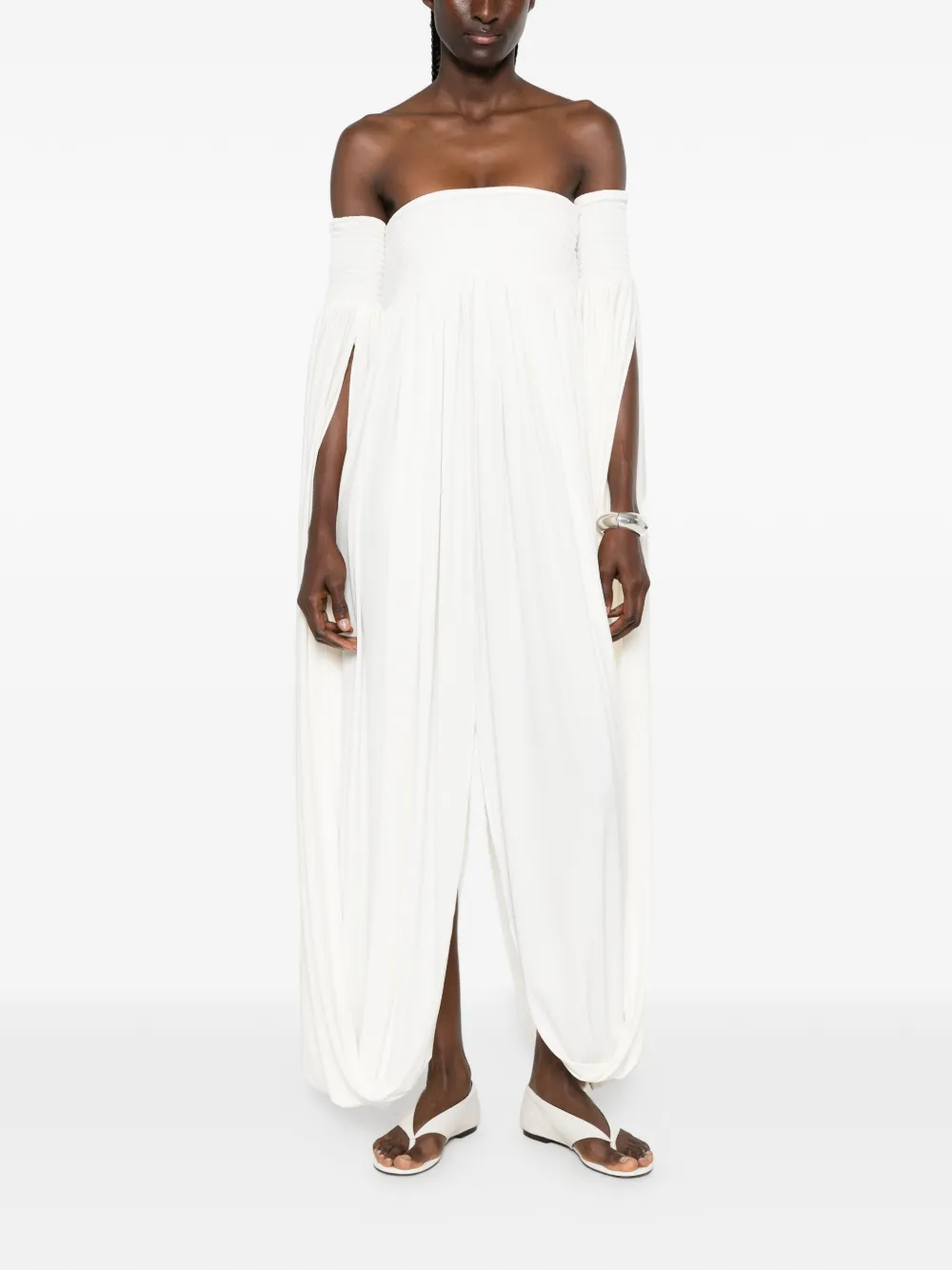 Coperni All In One off-shoulder maxi-jurk Wit