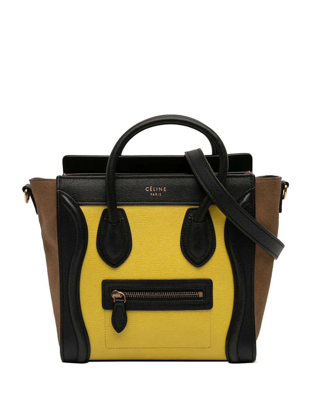 Celine Pre-Owned 2014 Nano Tricolor Calfskin and Suede Luggage Tote satchel - Giallo