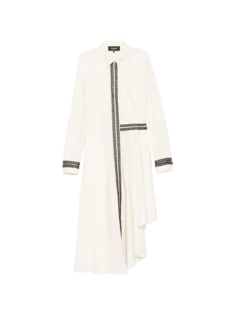 Rochas lace-trim asymmetric shirt midi dress