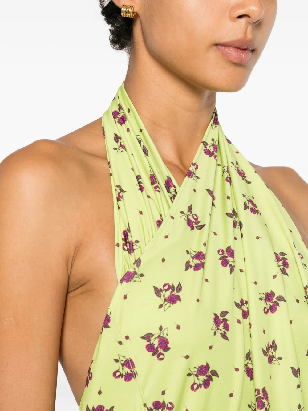 Coperni Gedrapeerde body met bloemen-print Groen