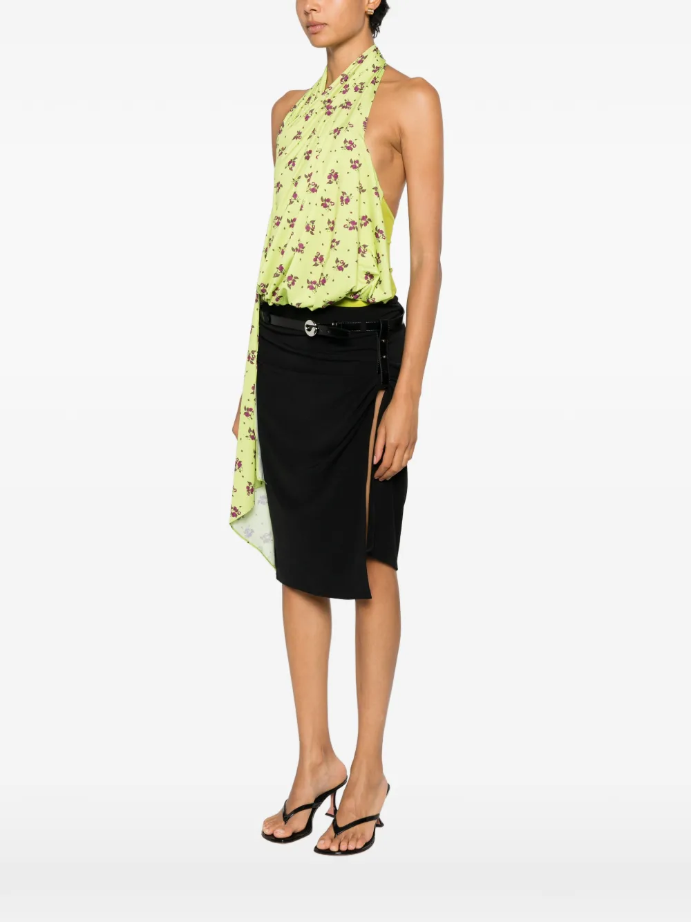  Coperni Body Drapeado Con Estampado Floral - Verde 