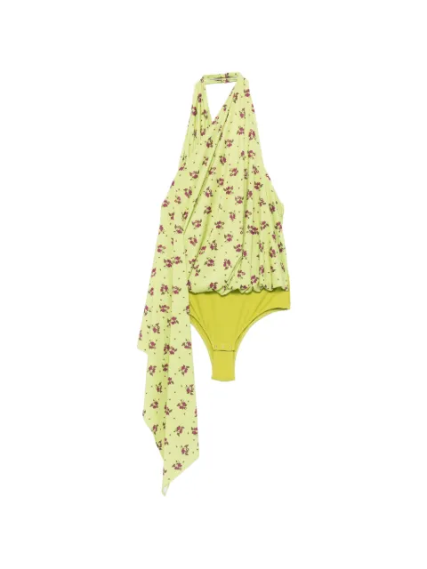 Coperni draped floral-print bodysuit