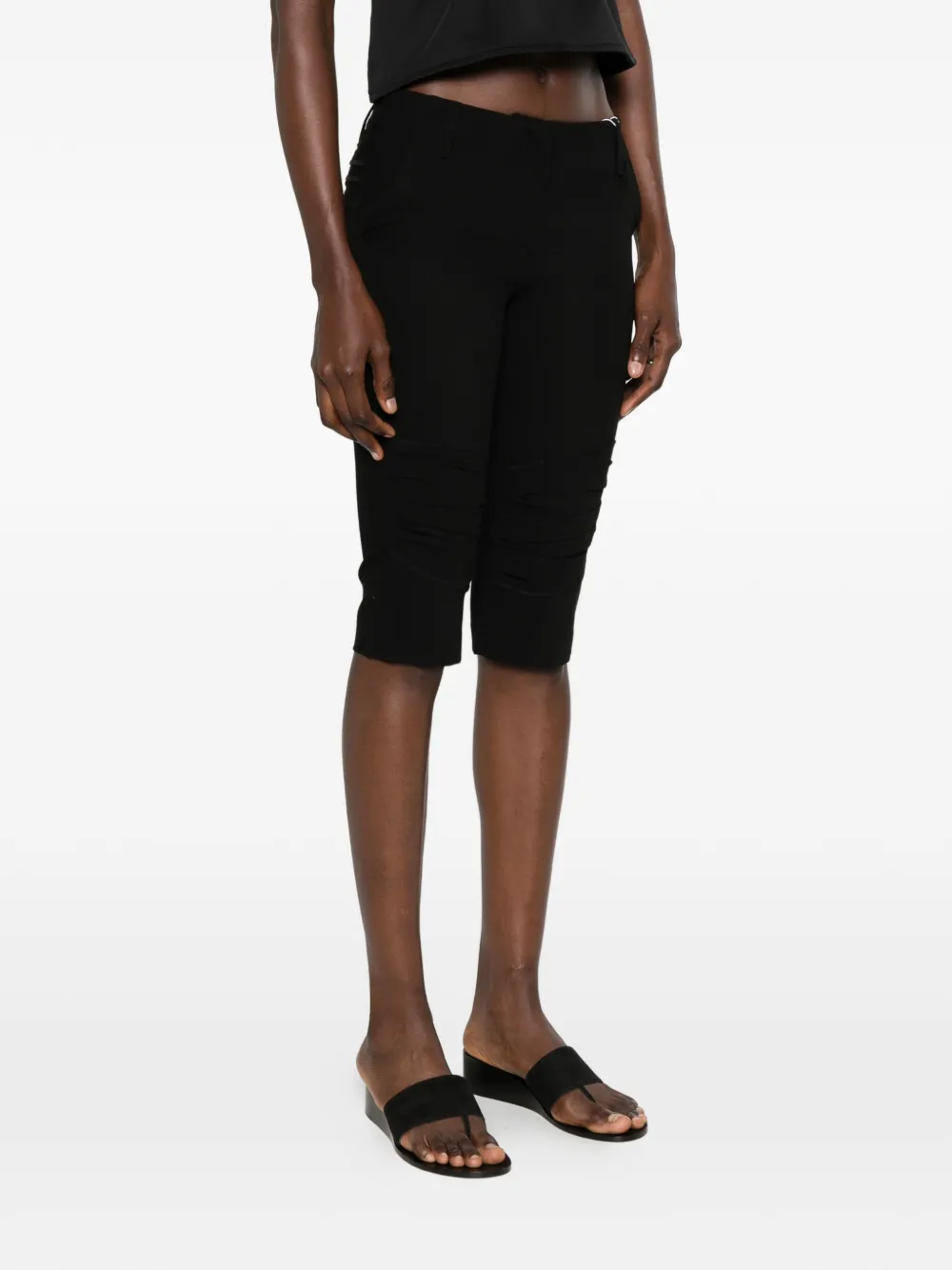  Open Yy Bermudas Capri Fruncidas - Negro 
