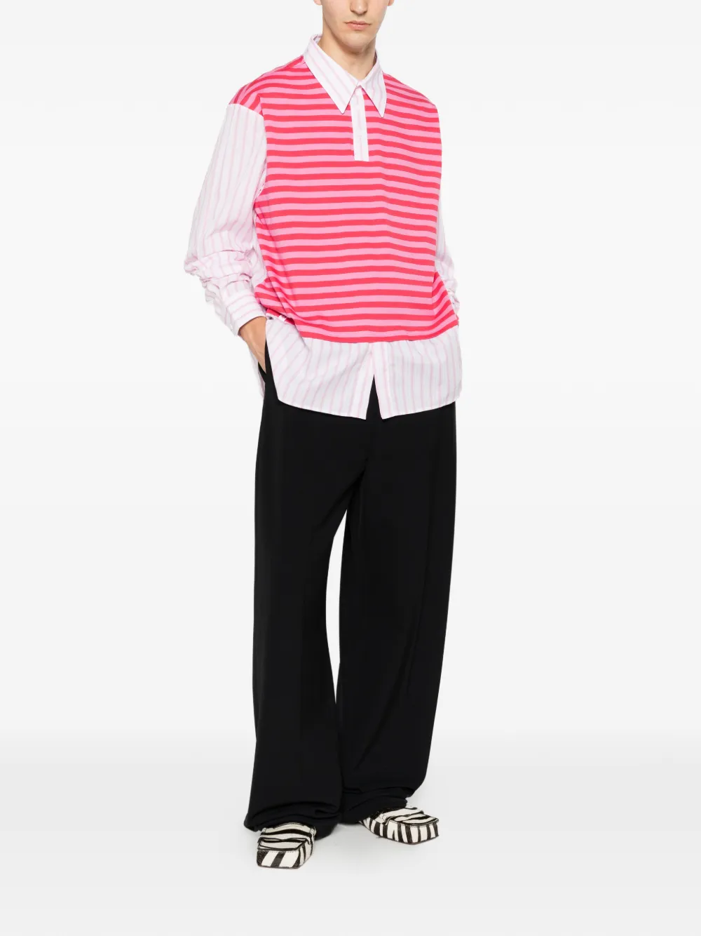 Charles Jeffrey Loverboy Merge gestreept poloshirt Roze