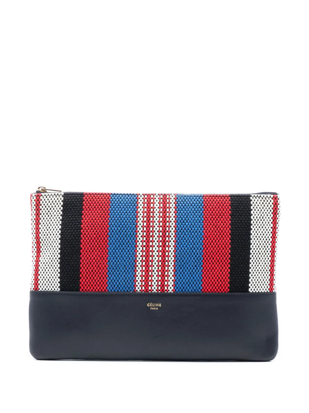 Celine Pre-Owned 2015 Canvas Striped Solo Pouch clutch bag - Black