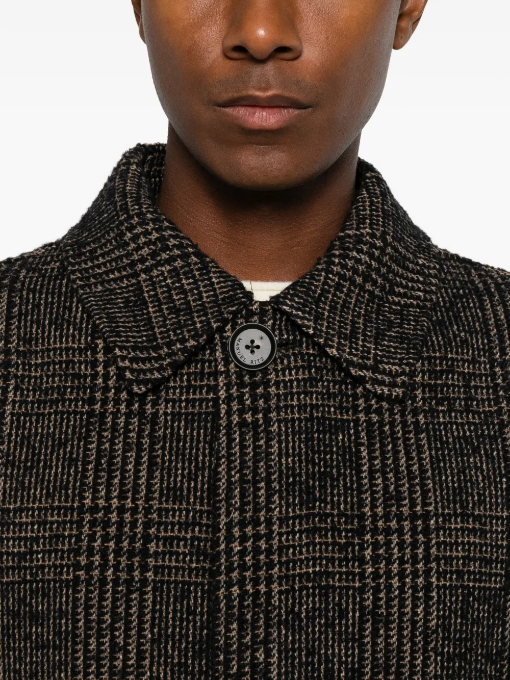 Manuel Ritz Prince of Wales bouclé jas Blauw