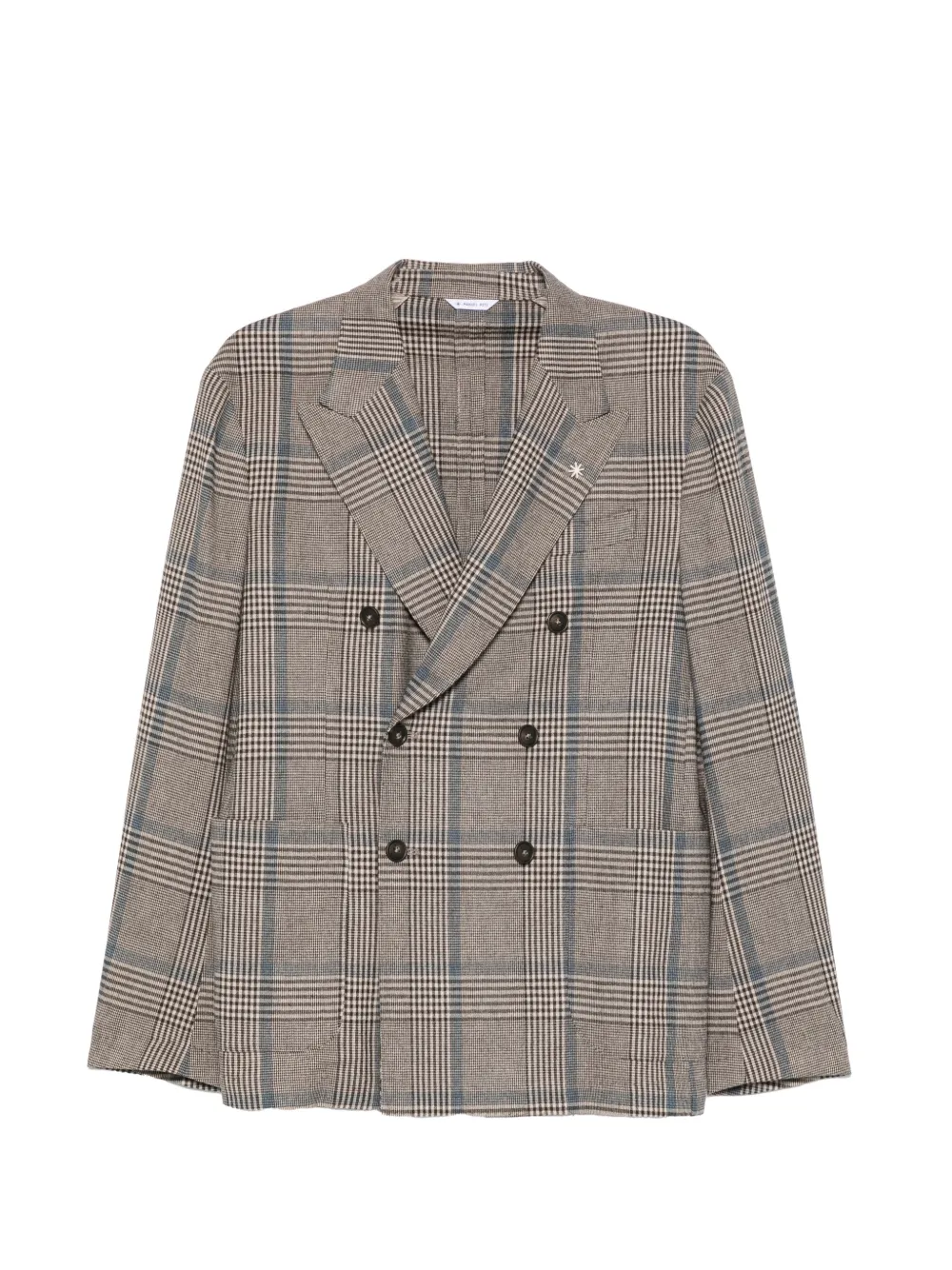 Manuel Ritz double-breasted overcheck blazer - Neutrals