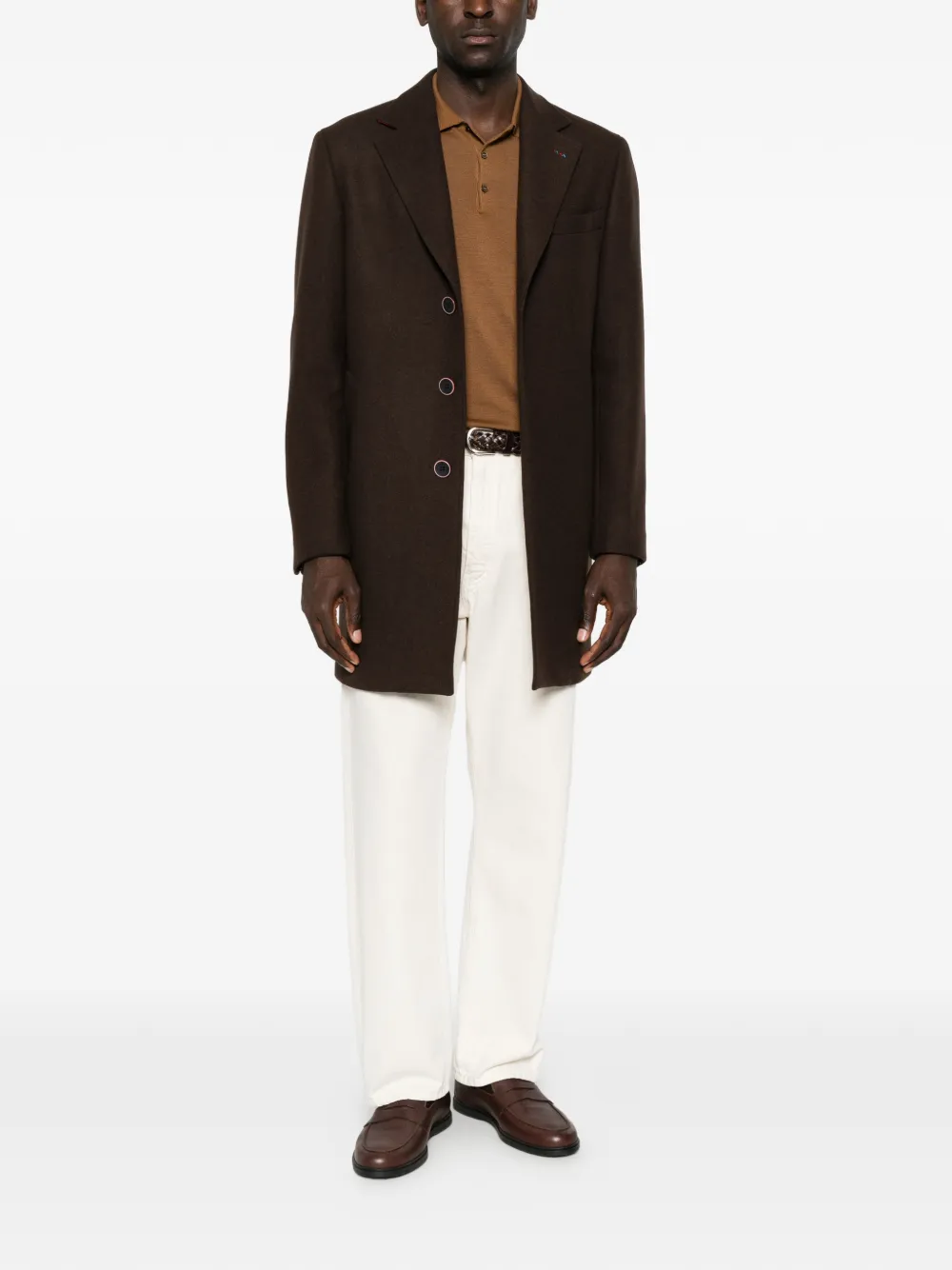 Manuel Ritz Slim-fit jas met gekerfde revers Bruin