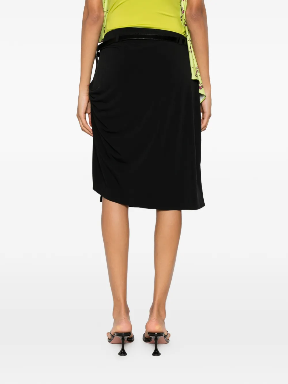 Coperni Belted Ruched Midi Skirt in Black, view 4