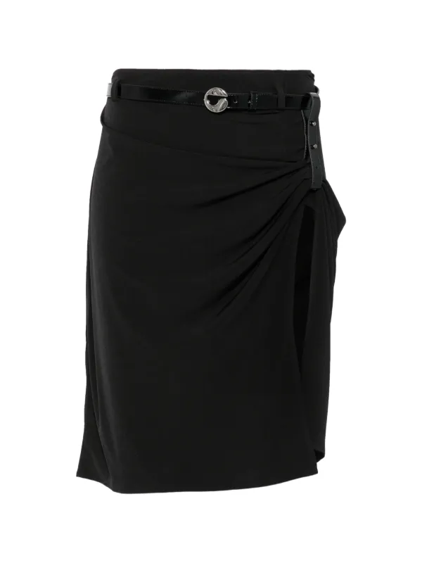 Coperni Belted Ruched Midi Skirt in Black