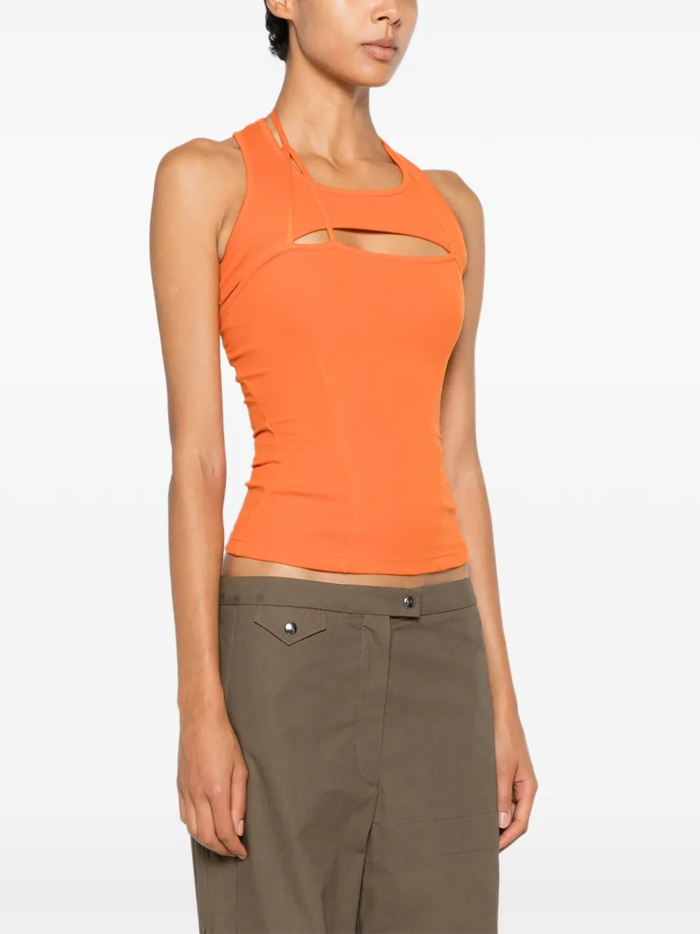 Ottolinger Geribbelde tanktop met uitgesneden details Oranje