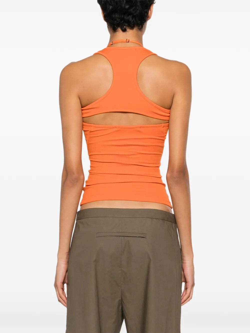 Ottolinger Geribbelde tanktop met uitgesneden details Oranje