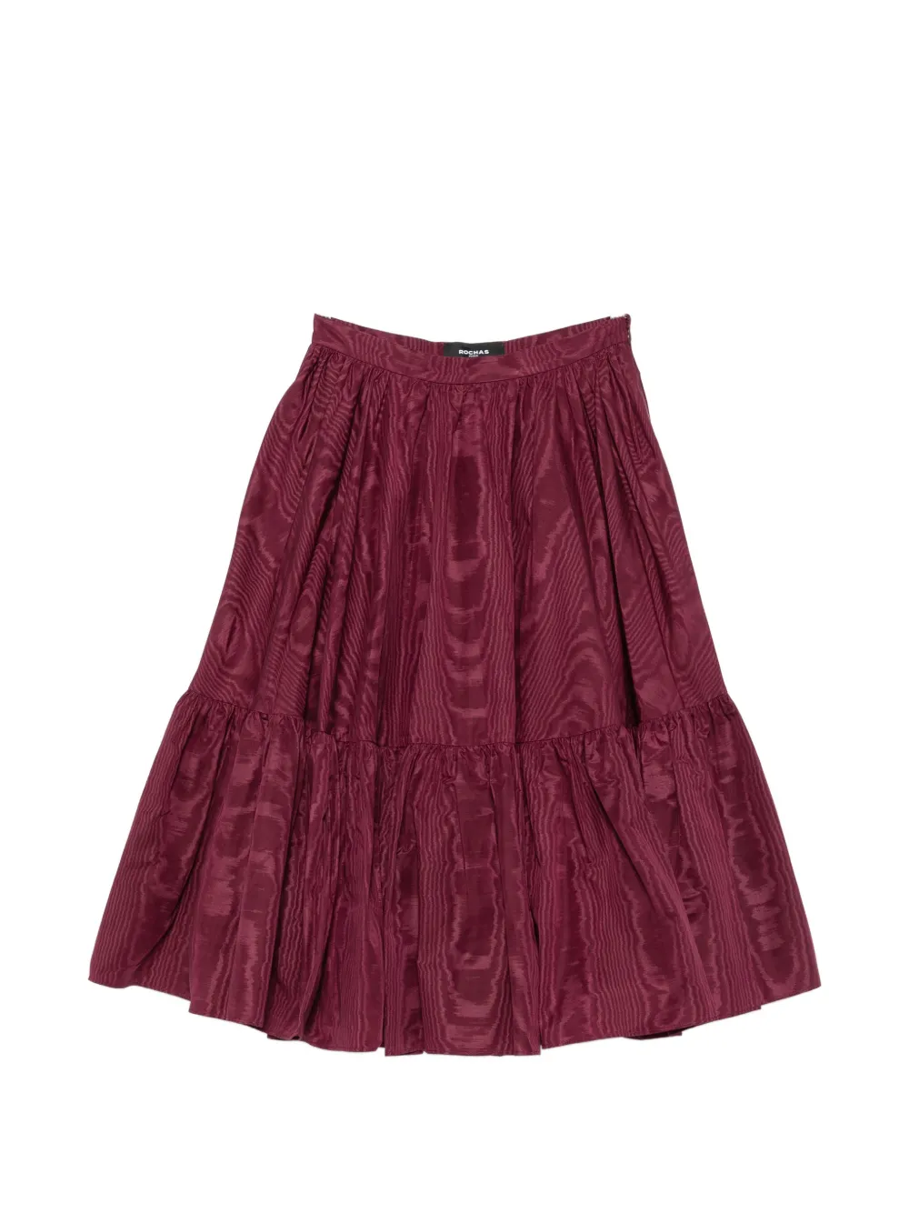 Rochas moiré-effect tiered midi skirt - Rosso