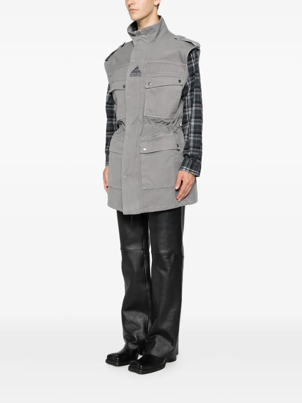 Martine Rose Gilet met geborduurd logo en trekkoord Grijs