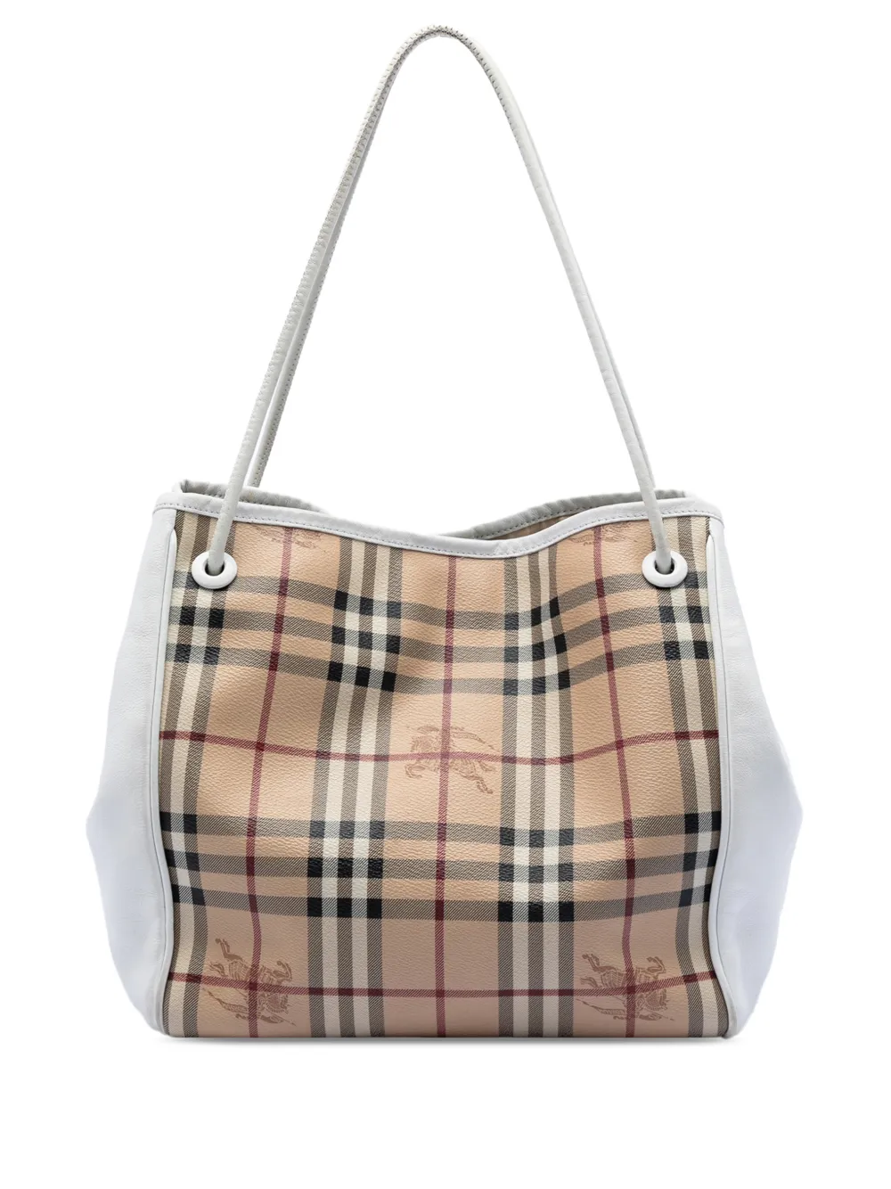 Burberry Pre-Owned 2000-2017 Small Leather Trimmed Haymarket Check Coated Canvas Canterbury tote bag - Bianco