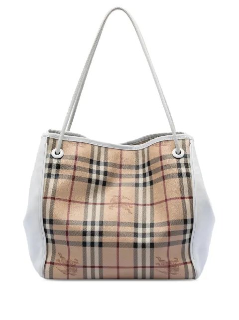 Burberry Pre-Owned 2000-2017 스몰 레더 트리밍 헤이마켓 체크 코팅 캔버스 캔터버리 토트 백
