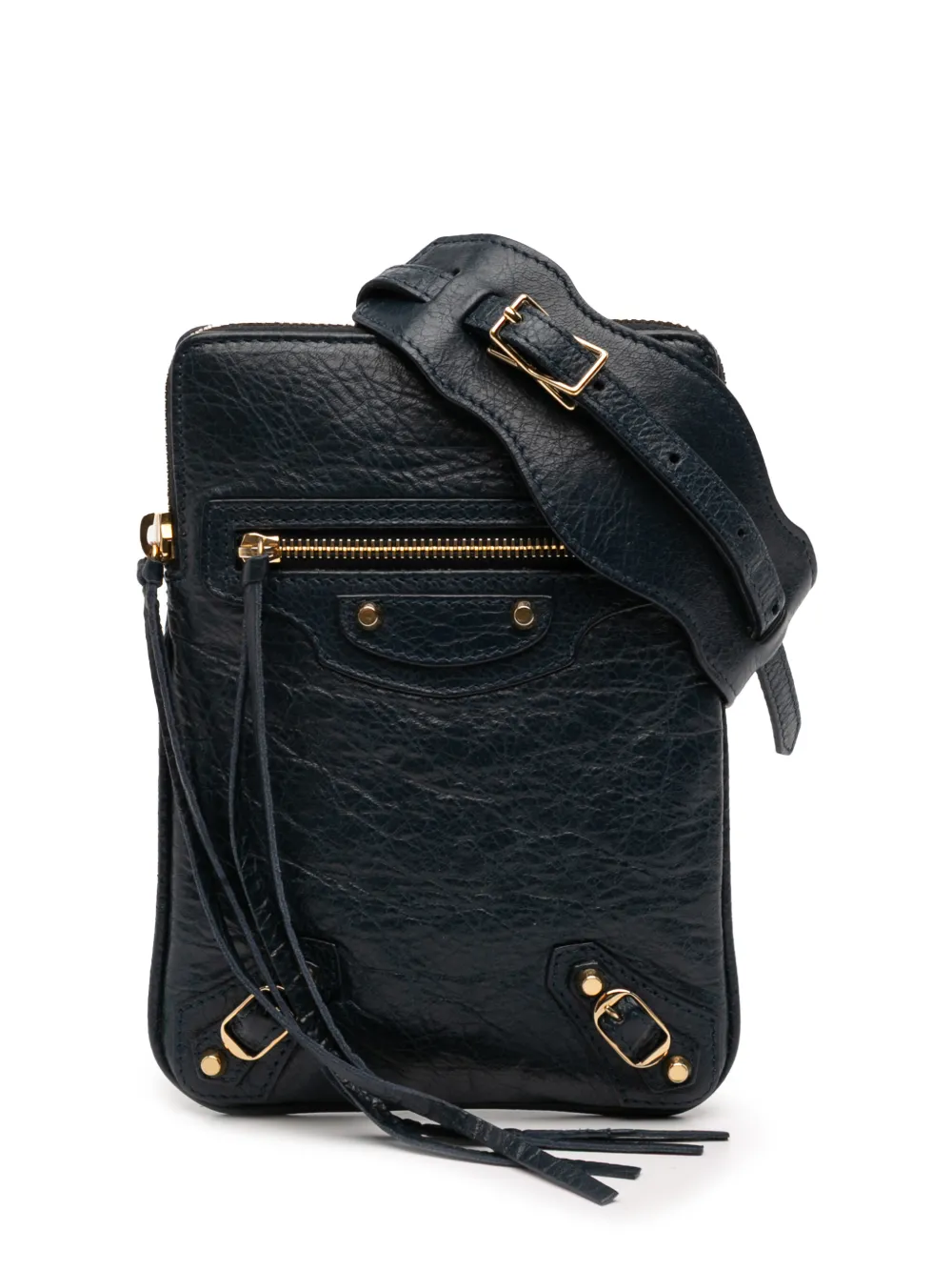 Balenciaga Pre-Owned 2016 Lambskin Motocross Classic Phone Holder Bag crossbody bag - Blu