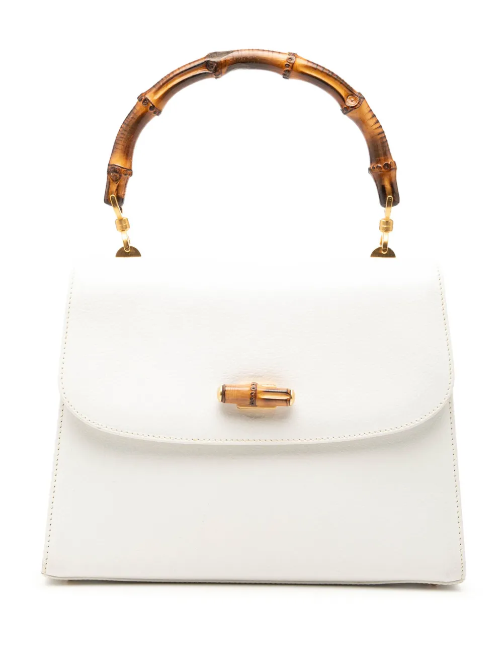 Gucci Pre-Owned 20th Century Calfskin Bamboo Top Handle Bag satchel - Bianco
