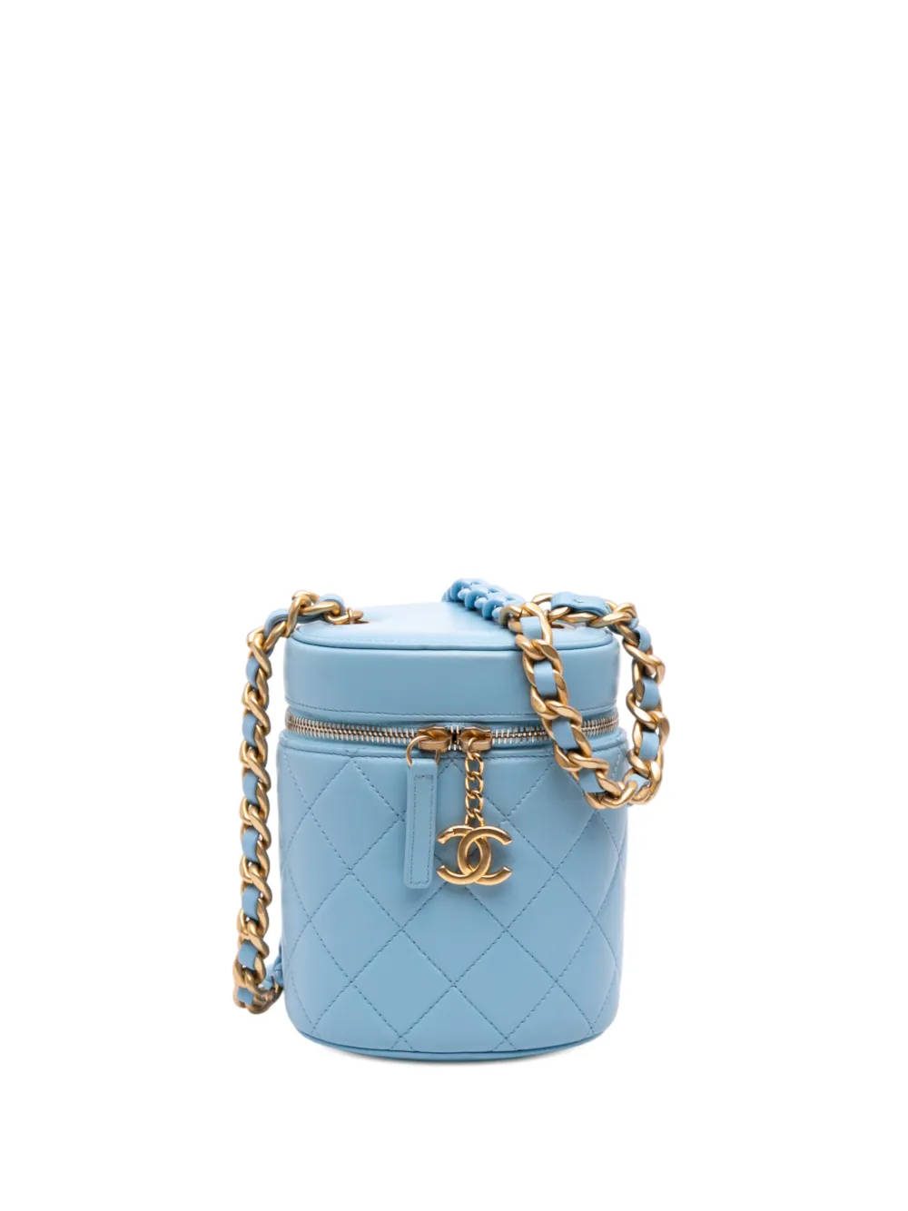 CHANEL Pre-Owned 2021-2025 Mini CC Quilted Lambskin Vertical Case vanity bag - Blu