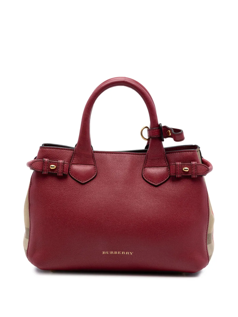 Burberry Pre-Owned 2000-2017 Small Grainy Calfskin and House Check Banner satchel - Rosso