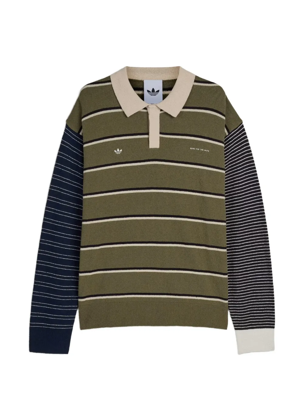 adidas x Song for The Mute 007 striped long-sleeve polo shirt - Verde