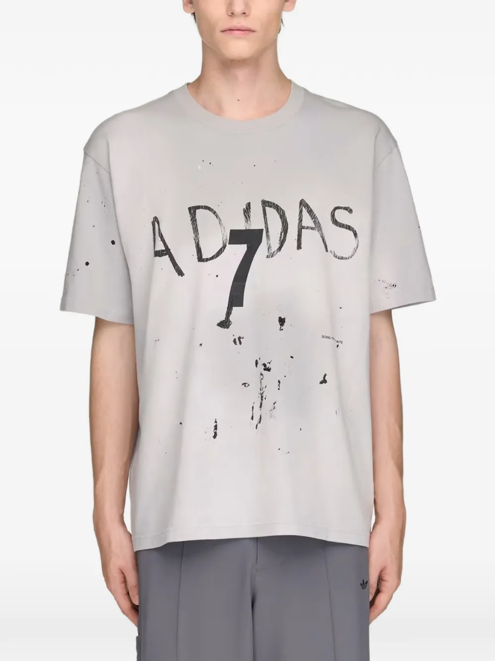 adidas x Song for the Mute 007 logoprint verfspatten T-shirt Grijs