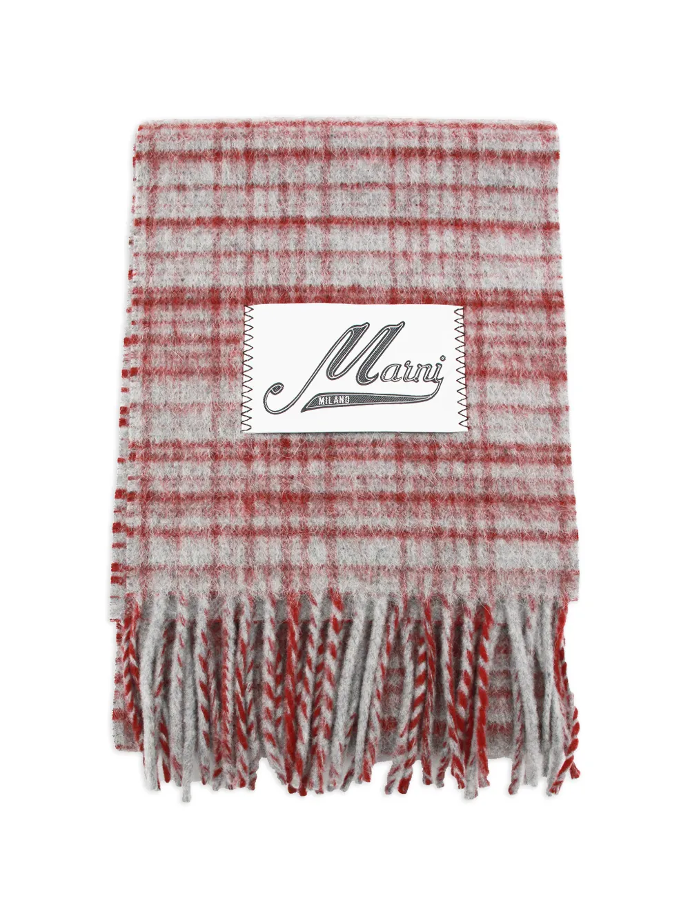 Marni check fringed scarf - Grau