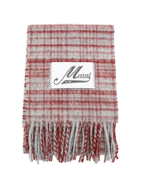 Marni check fringed scarf