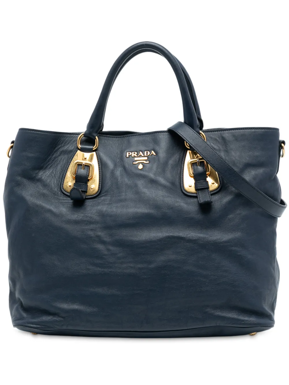 Prada Pre-Owned 2013-2025 Soft Calfskin Open Convertible Shopping Tote satchel - Blu