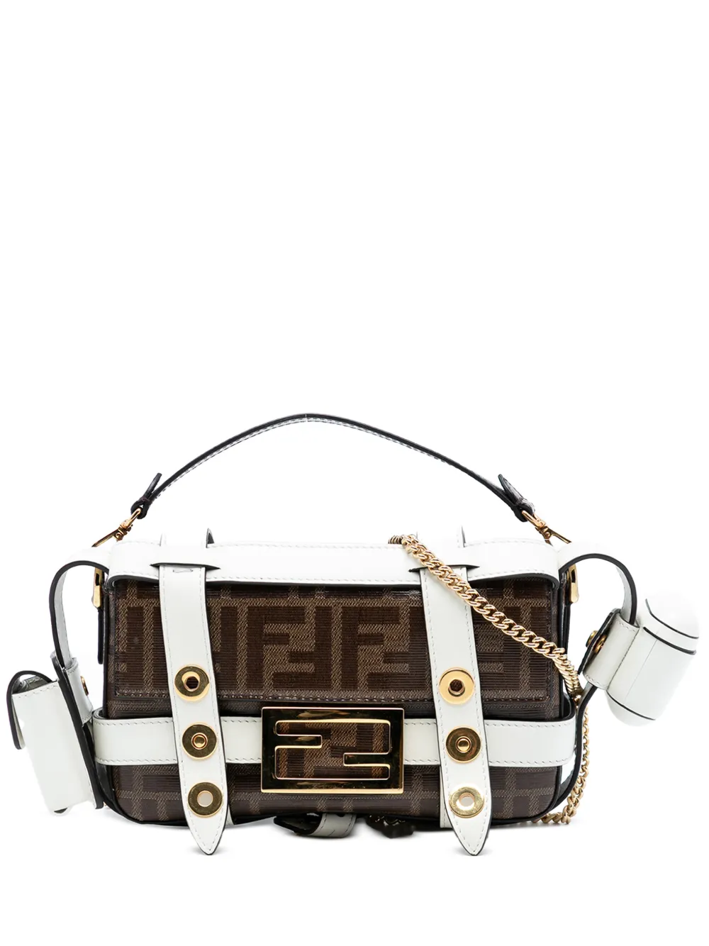 Fendi Pre-Owned 2010-2025 Mini Zucca Glazed Fabric Cage Baguette satchel - Marrone