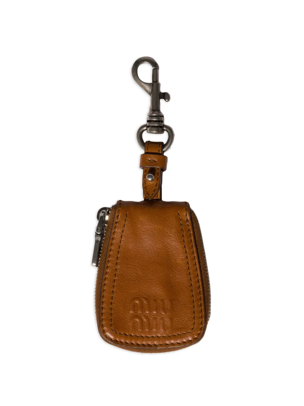 Miu Miu leather keyring charm - Marrone