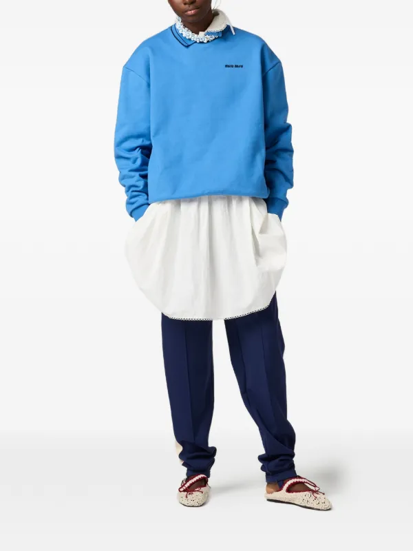 Miu Miu Cotton Fleece Sweatshirt | Blue | FARFETCH