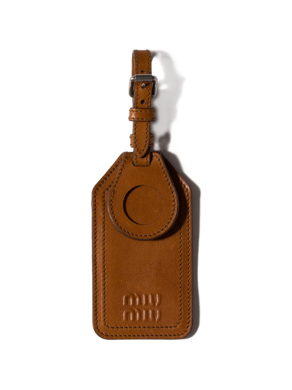 Miu Miu leather name tag charm - Braun