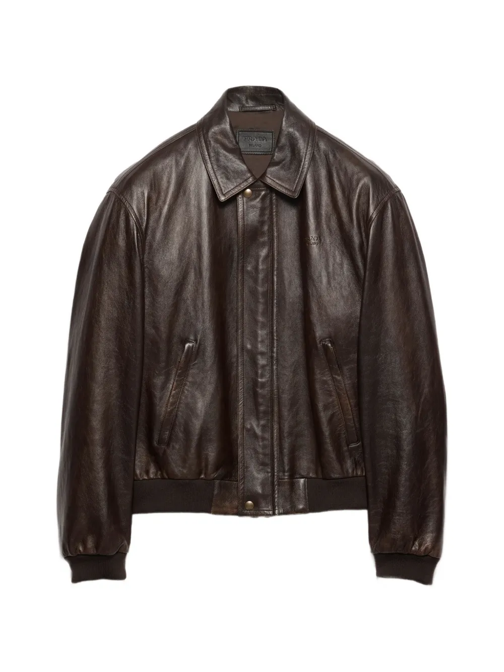 Prada nappa-leather bomber jacket - Braun