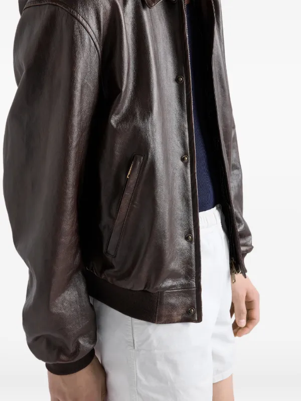 Prada Nappa Leather Bomber Jacket | Brown | FARFETCH