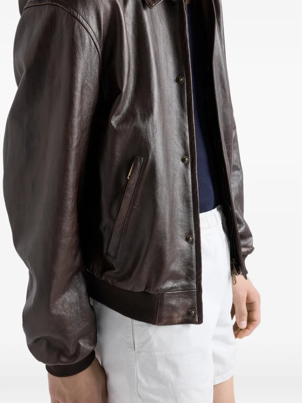 Prada Bomberjack van nappa leer Bruin