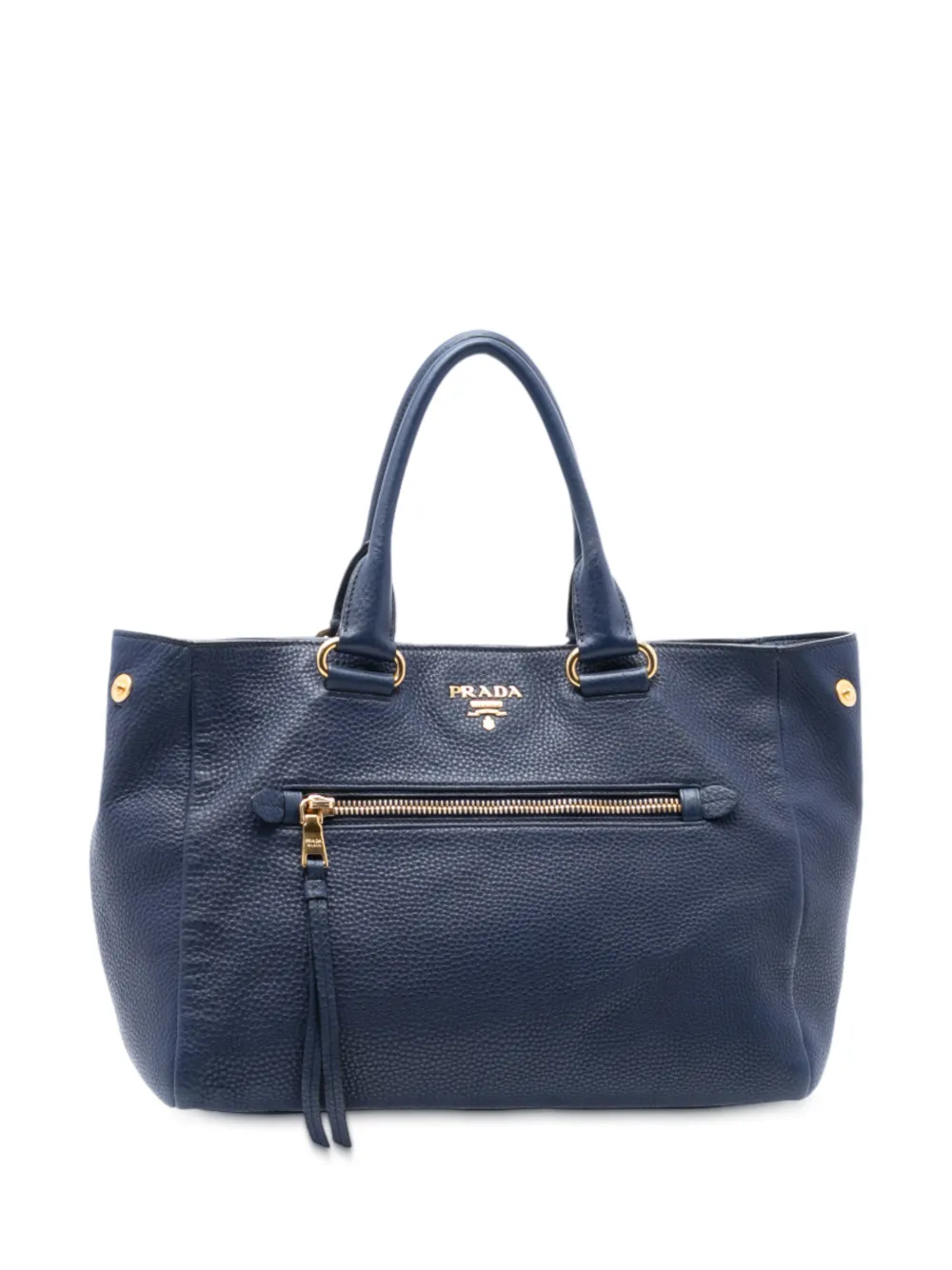 Prada Pre-Owned 2000-2025 Vitello Daino Front Pocket Tote satchel - Blu