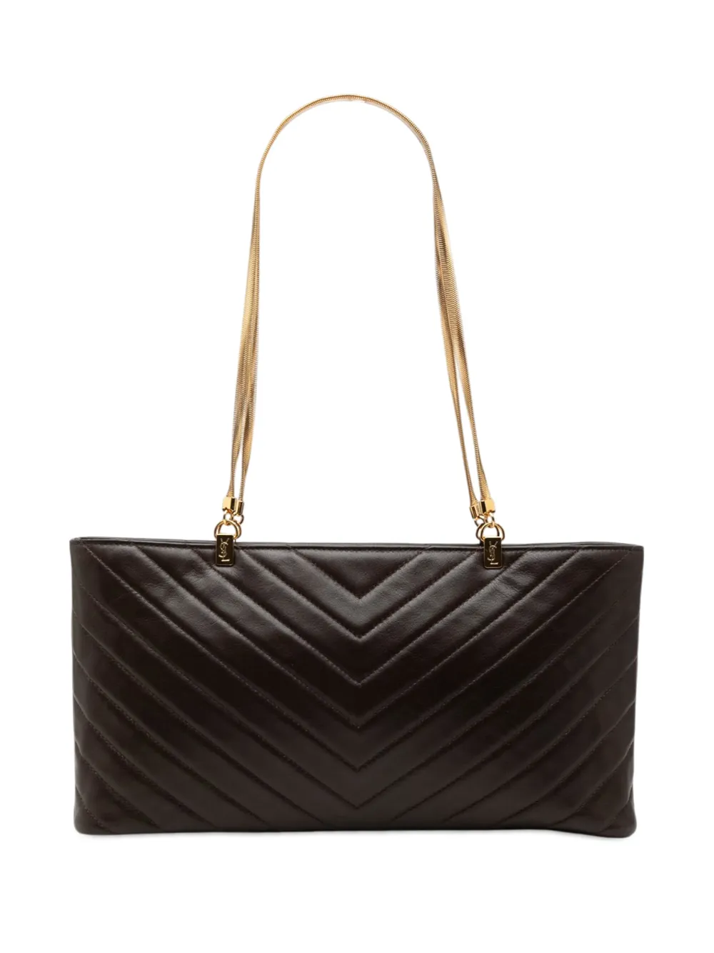 Saint Laurent Pre-Owned 2000-2012 Quilted Chevron Leather Chain shoulder bag - Marrone